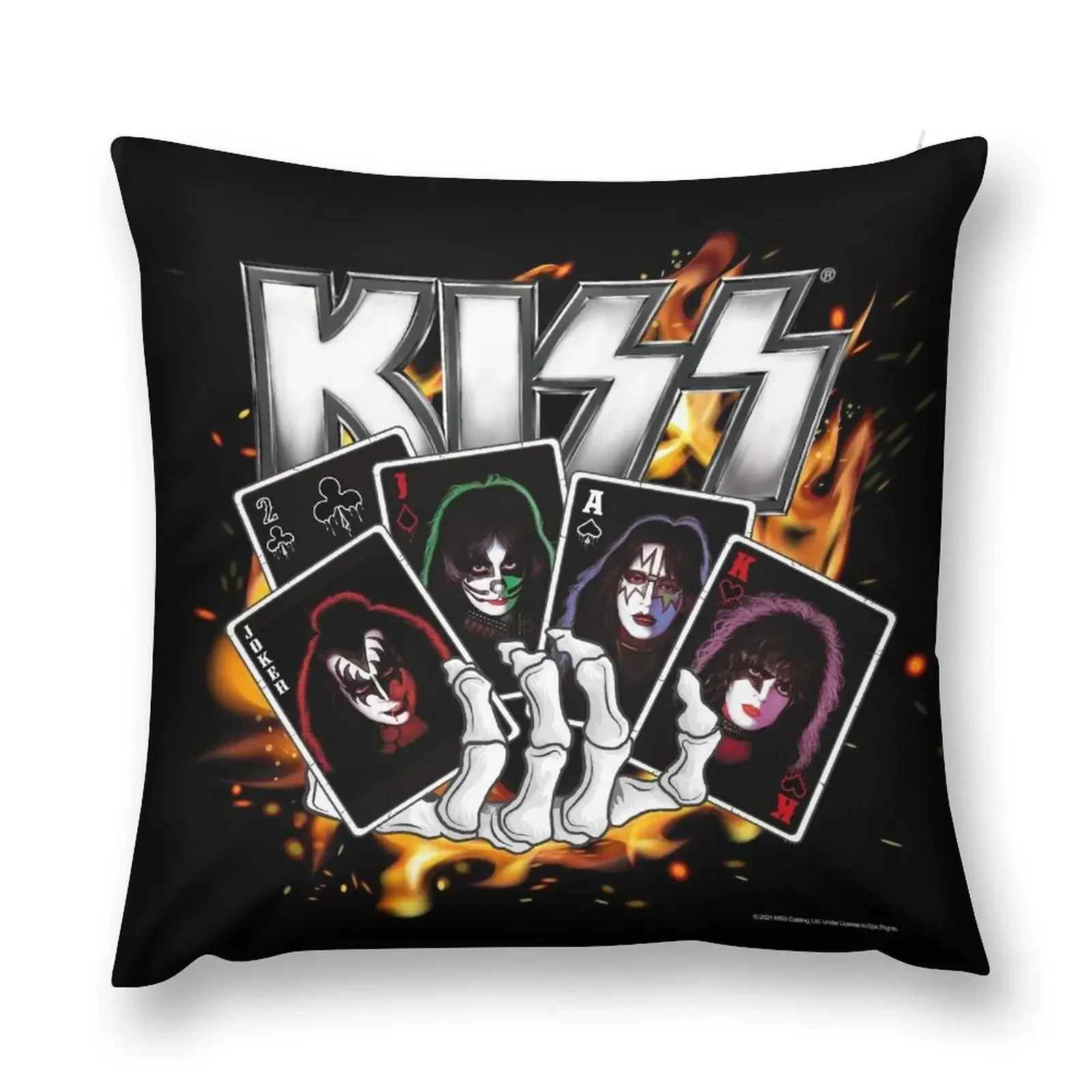 KISS on playing cards - SILVER Throw Pillow autumn pillowcase pillow cover christmas luxury home accessories pillow