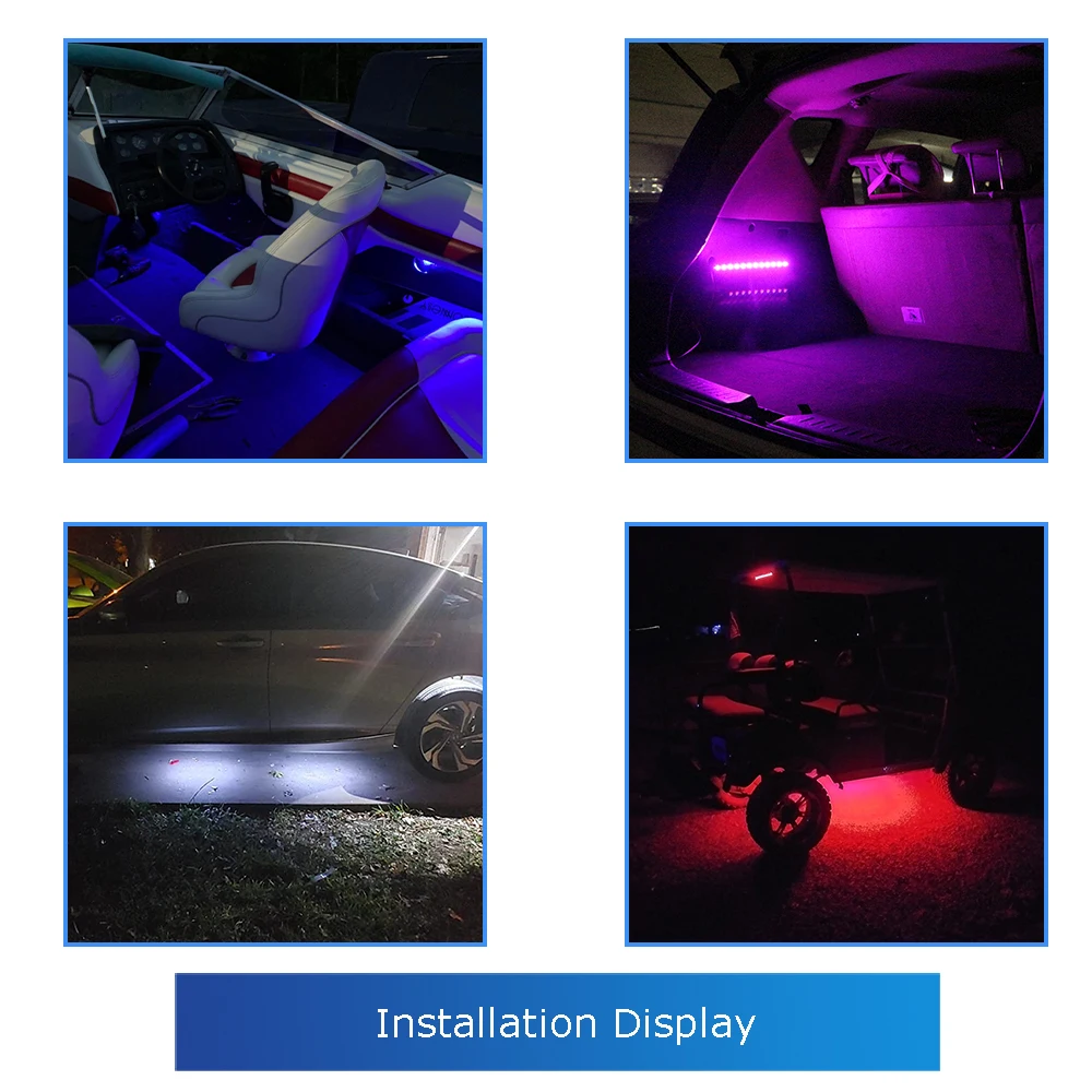 4PCS Neon Flexible Led Strip Light 30CM 12in Underglow Accent Light for Car Motorcycle Scooter Boat Marine Bike Golf Cart Lights