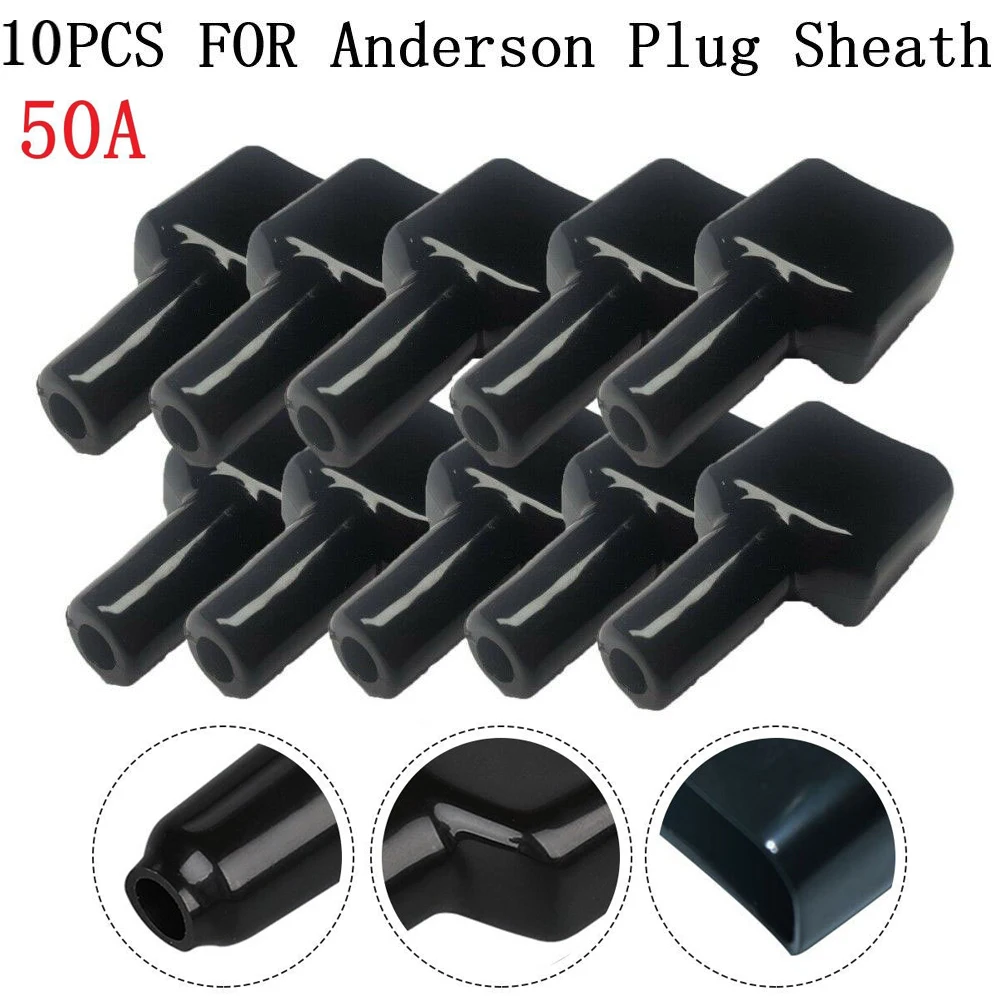 Dustproof Cable Jacket, Waterproof 50A Plug Connector Cover, Black Set Of 10PCS For Anderson, Ideal For Caravan, Battery Box