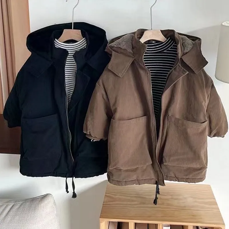 

Новинка, куртки для мальчиков, детские пальто из плотного флиса, модная детская верхняя одежда, осень-зима 2023-A066