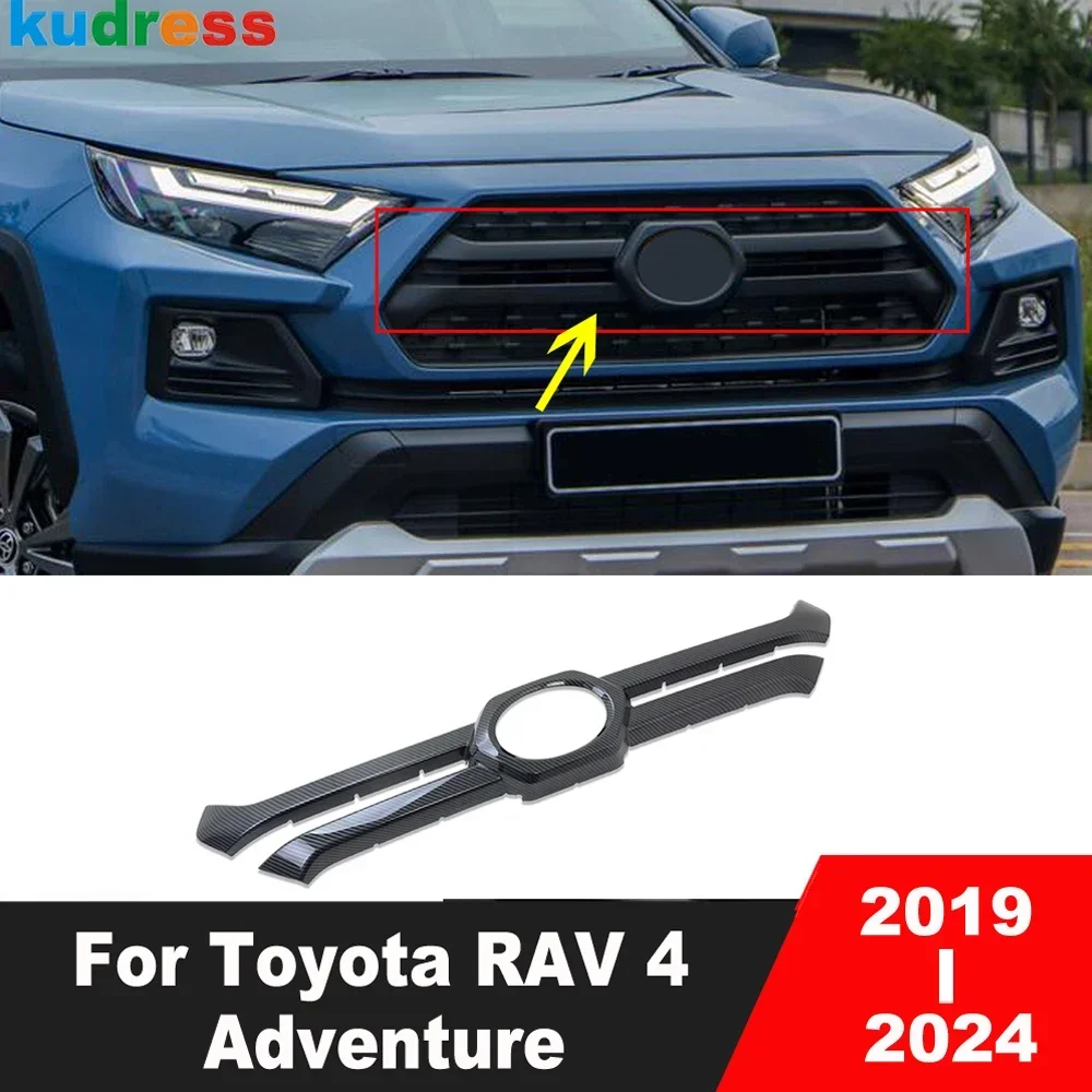 

Front Center Grille Grill Cover Trim For Toyota RAV4 RAV 4 Adventure 2019 2020 2021 2022 2023 2024 Carbon Fiber Car Accessories