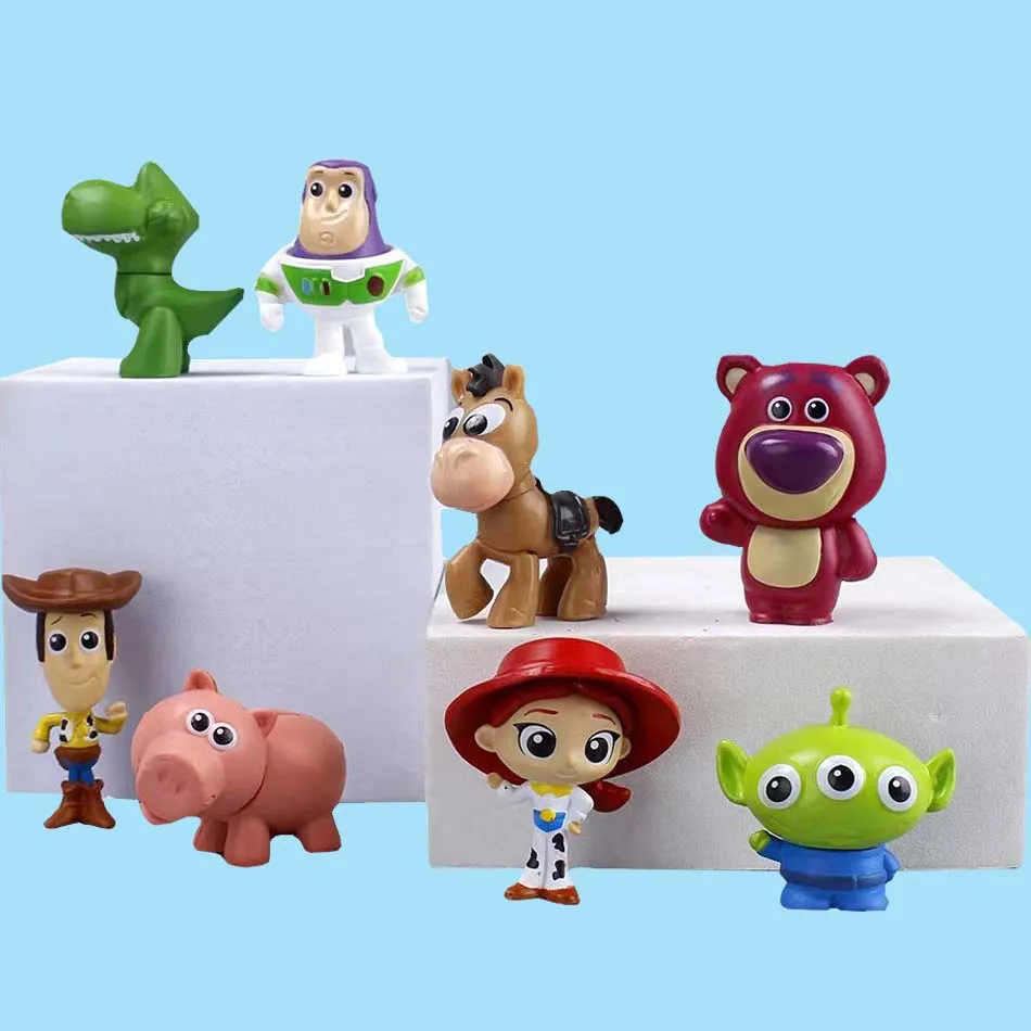 Anime Figura 8 pz Set Toys Story 4 Disney 5 cm Woody Buzz Lightyear Azione Decorazione Collezione Figurine Giocattolo Modello per I Bambini