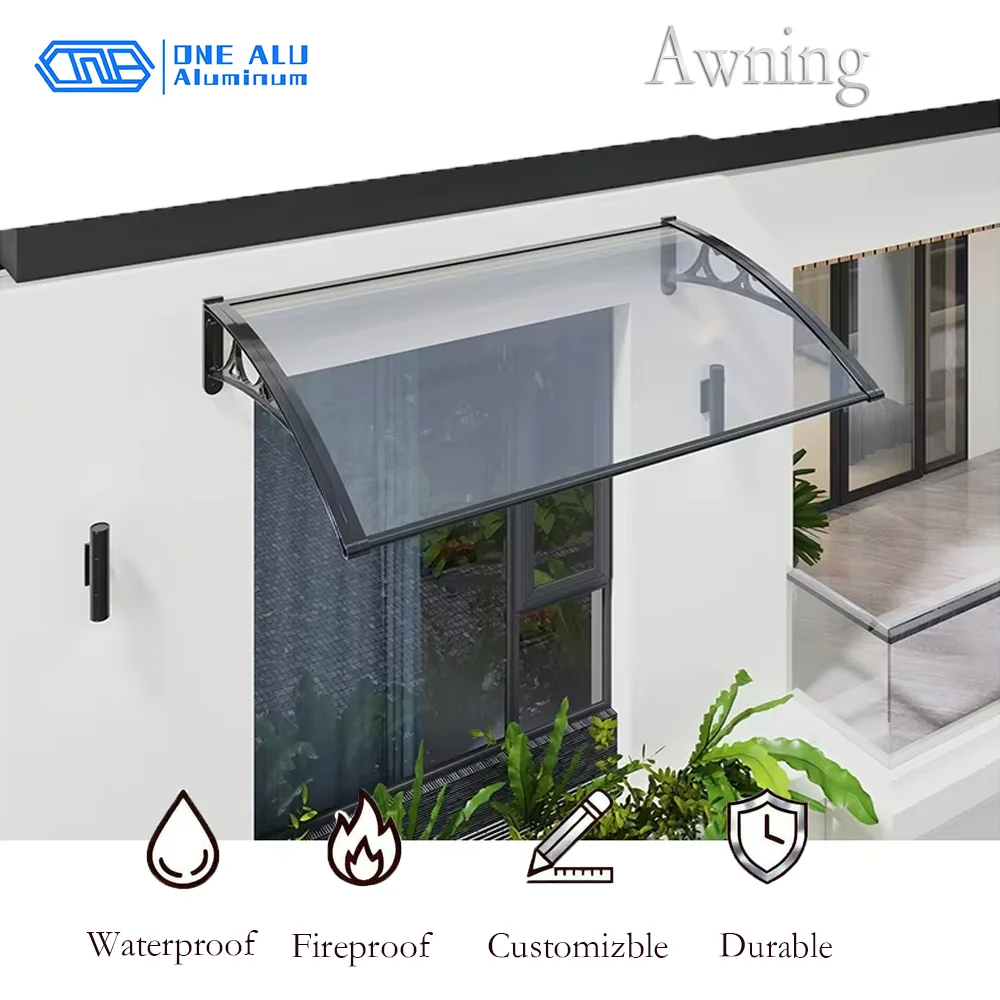 

OneAlu Outdoor Waterproof Sunshade Awning - Thickened Metal Rain Cover, Modern Minimalist for Courtyard, Patio & Home