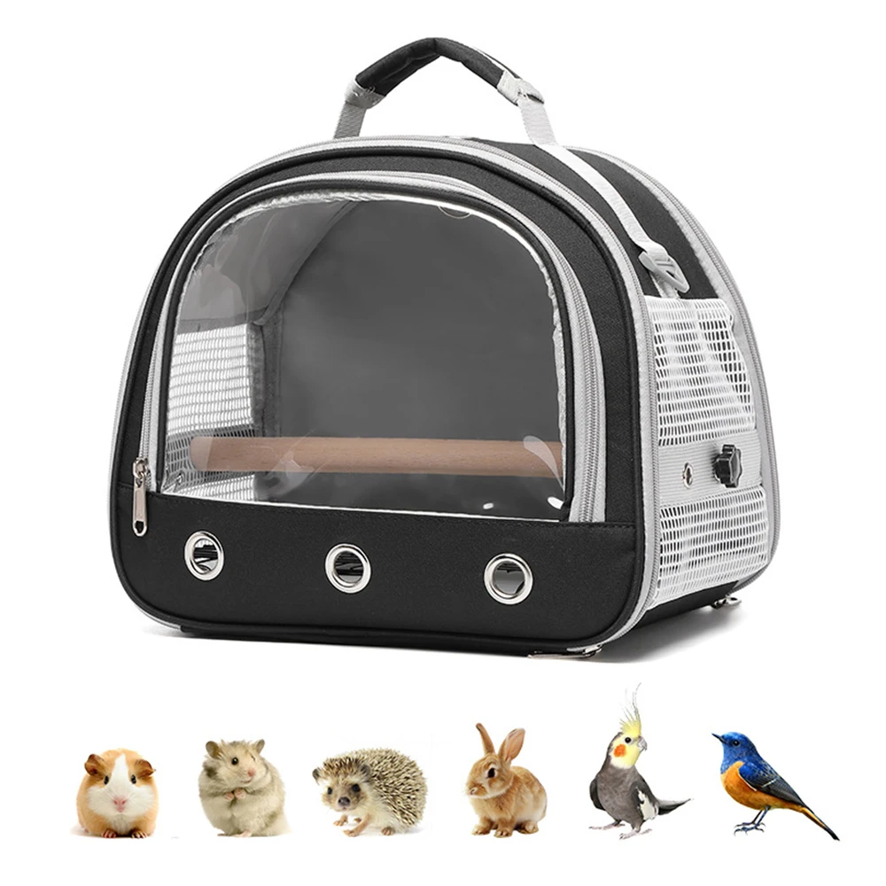 

Outdoor Cage Portable Birds Bag Transparent Crossbody Carrying Handbag with Wooden Sticks Rabbit Parrot Hamster Pet Travel Bag