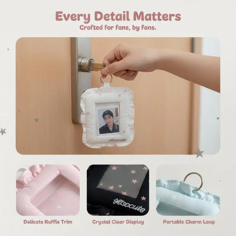 3 Zoll Kpop Fotokartenhalter Schlüsselanhänger INS Mode Niedlicher Star Stoff Puffy Idol Fotoaufbewahrung Anhänger für Fans – Detail 4