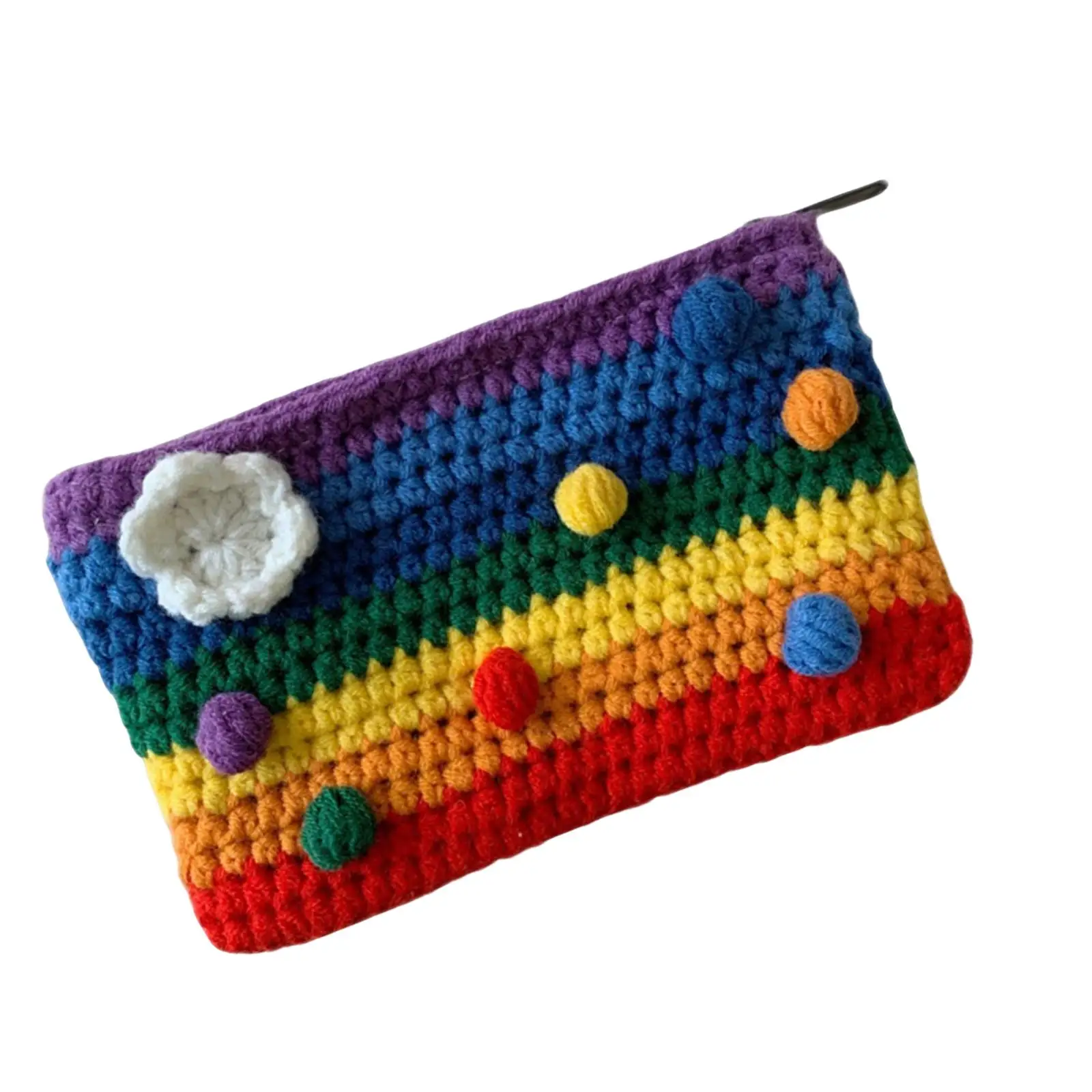 Knitted Coin Purse Clutch Phone Pouch Pouch Pencil Pen Bag Handbag Change Purse Card Holder Makeup Bag Rainbow Wallet for Woman