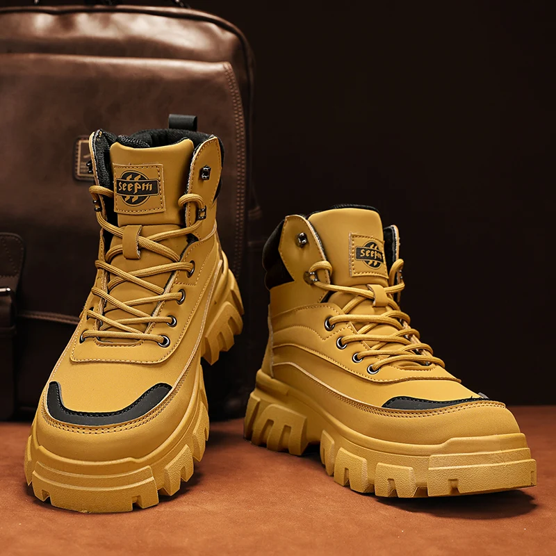 Men's High-Top Waterproof Anti-Slip Sports Climbing Shoes Work Safety  Boots Spring Autumn Seasonal Youth Trend Korean ...