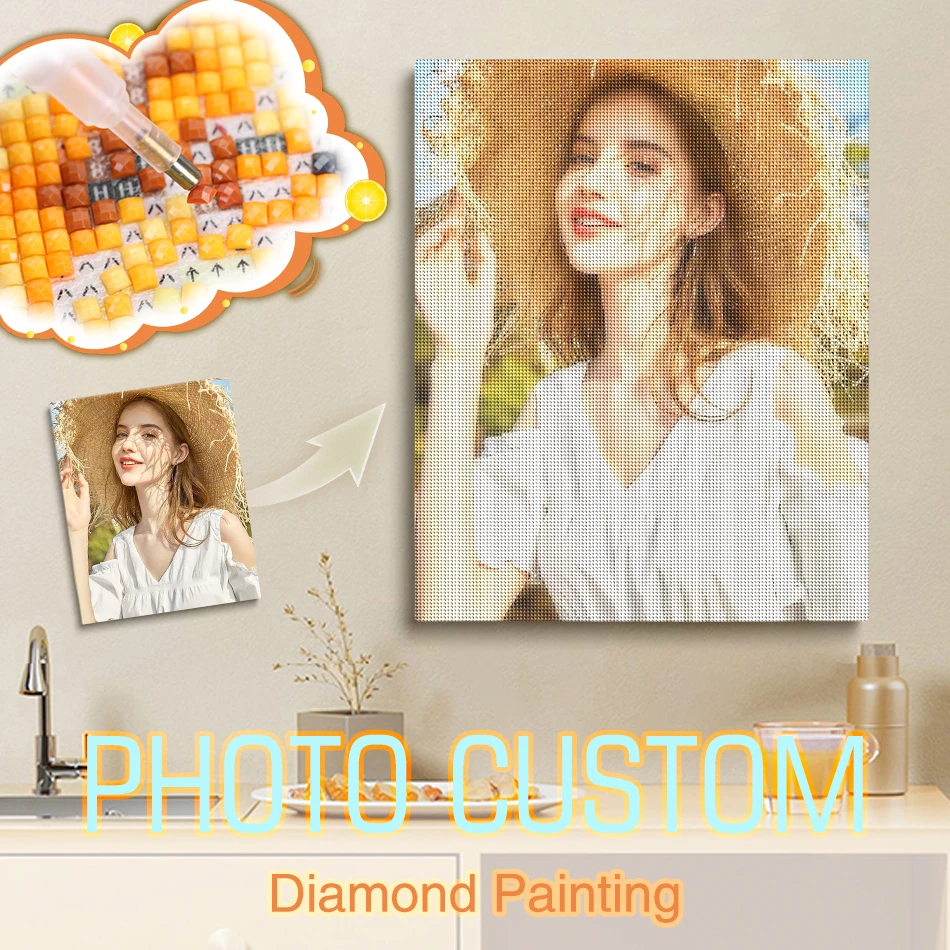 

PhotoCustom алмазная живопись с вашим собственным набором картин, полная круглая/квадратная алмазная вышивка для взрослых, домашний декор ко Дню святого Валентина