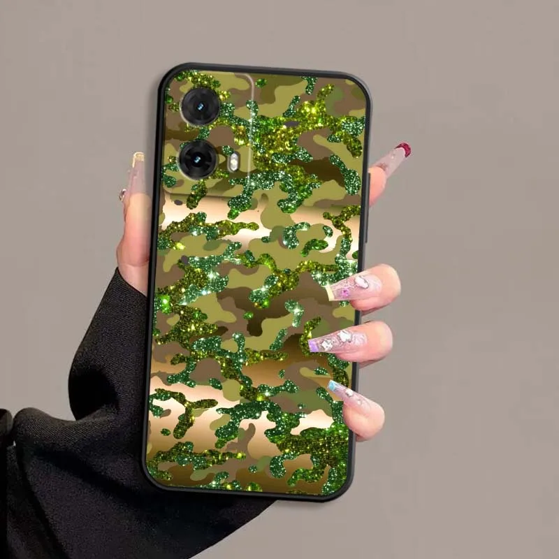 تصميم نمط التمويه لموتورولا G85 Edge 50 G24 G35 G14 G04 40 G72 G34 G G54 G13 G32 5G غطاء هاتف أسود