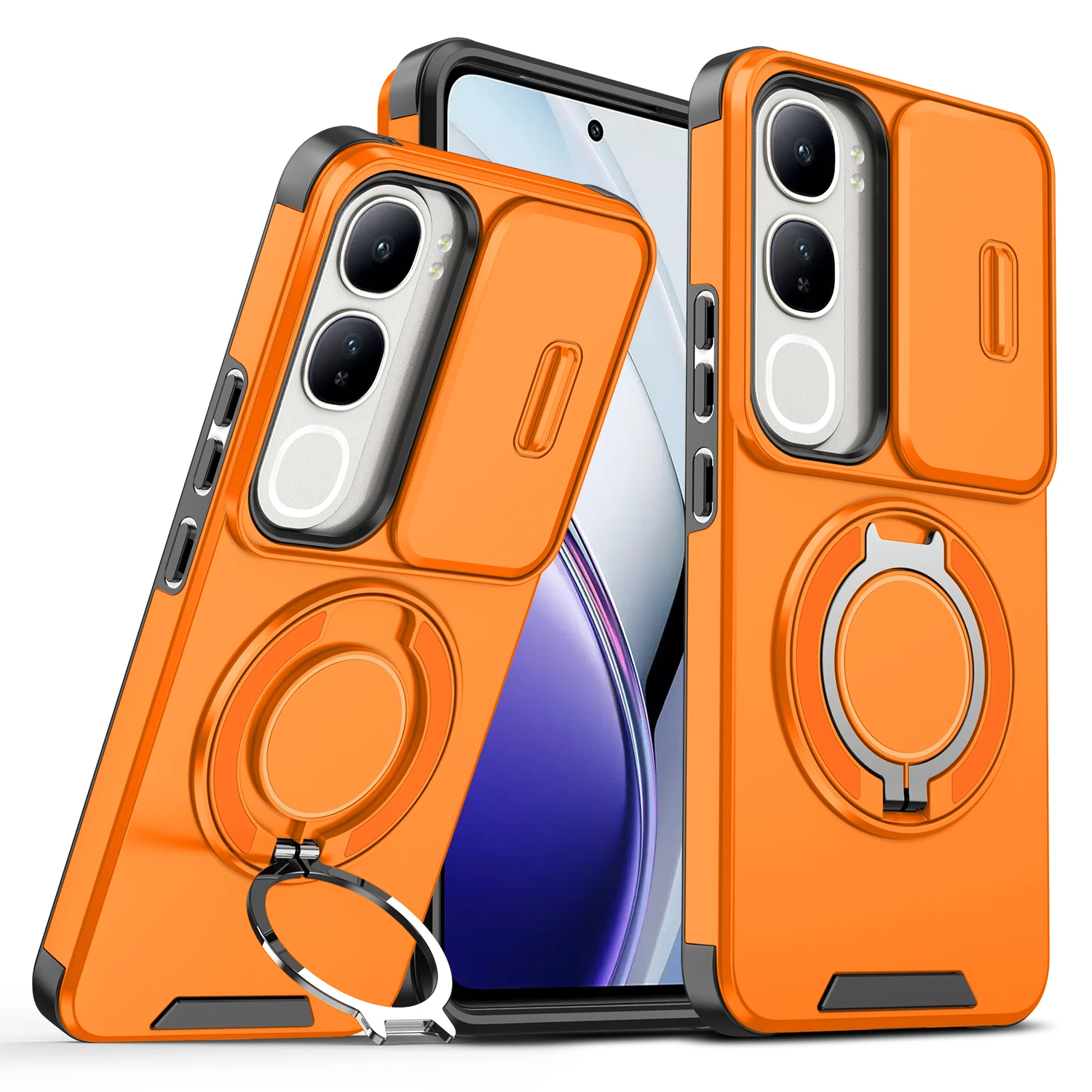 Para Vivo V40 V50 V60 Lite Y200 S19 Pro cubierta deslizante de lente de lujo anillo giratorio funda de teléfono cubierta protectora de carga magnética