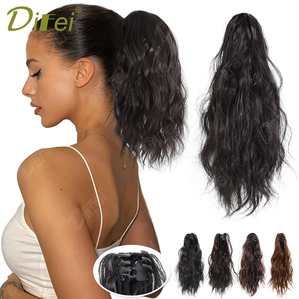 

DIFEI Water Wave Curly Ponytail Синтетический парик Маленький парик с хвостиком на клипсе Подходит для женщин для ношения на повседневных вечеринок