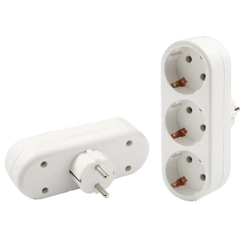 White European 2way 3way EU Wall Extension Power Socket Germany Korea Russia Schuko Plug Converter Outlet 16A 3500W Type E