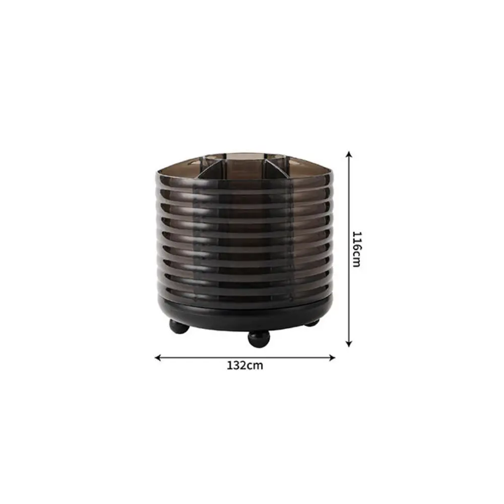 360° Rotating Pen Container Large Capacity Space Saving Makeup Brush Holder Plastic with 7 Compartments