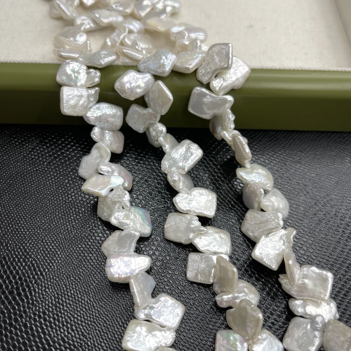 

9x15-9x18mm Off-Center Square Sparkle Natural Freshwater Pearl Beaded Beads for Jewelry Making DIY Necklace Bracelet Accessories