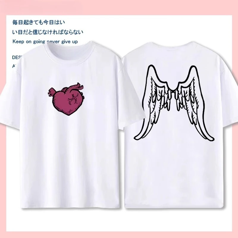 Hatsune deco27: A Sad Girl's Desire and Fantasy Merchandise, pure cotton short-sleeved T-shirt, 2D half-sleeved Summer