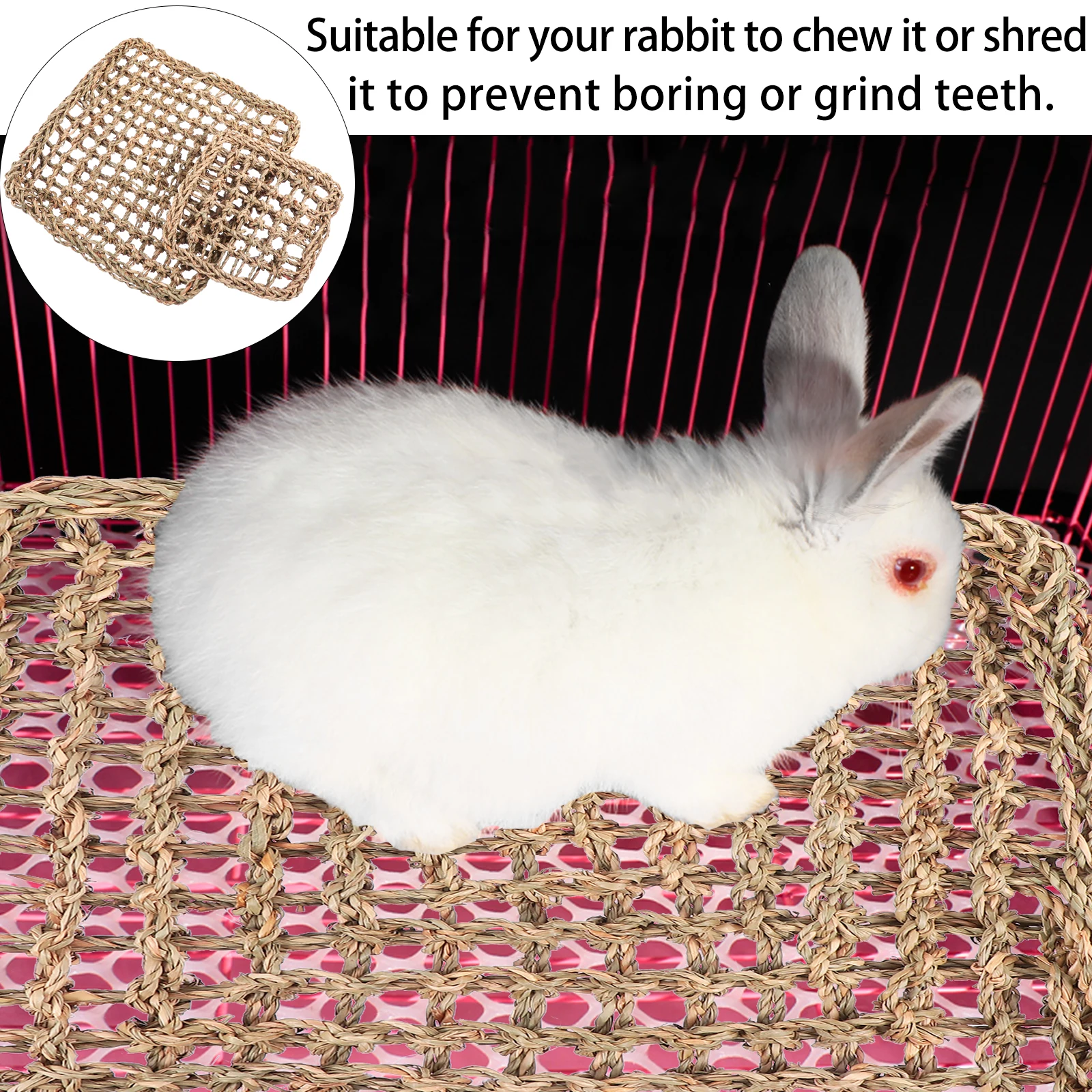 

2 Pcs Pet Grass Mat along with Guinea Pig Manual Squirrel Rabbit Woven Bed Hamster