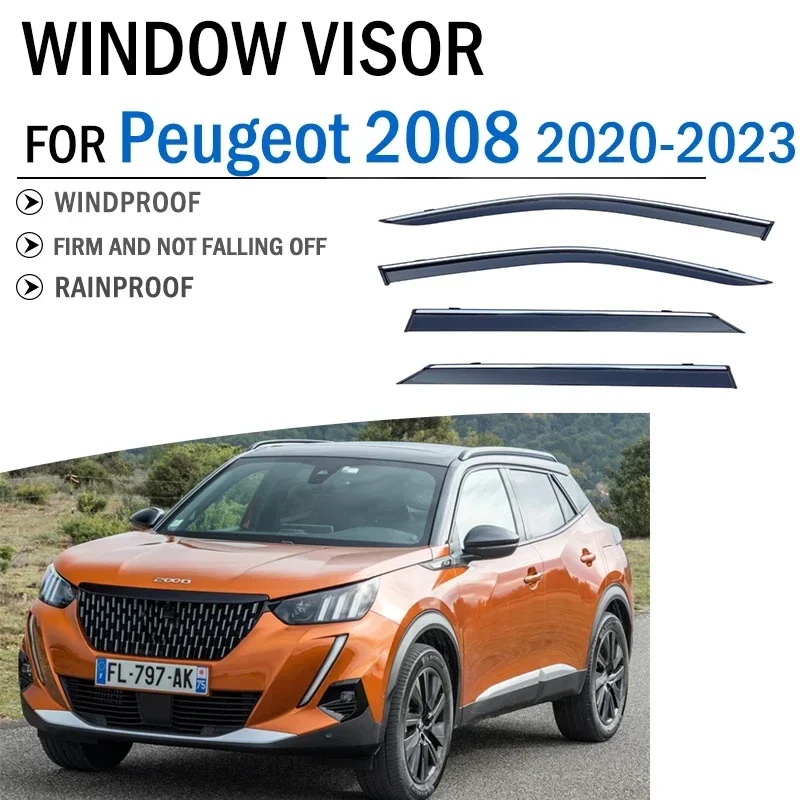 

2020-2023 FOR Peugeot 2008 Window Visor Deflector Visors Shade Sun Rain Guard Smoke Cover Shield Awning Trim Car Accessories