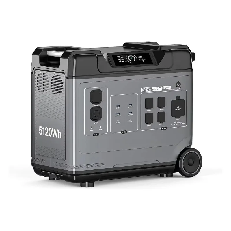 Portable Power Station 5000W 5120Wh 120V 240V Solar Generator Expandable Fast Charging for Outdoor Home Emergency Backup Supply