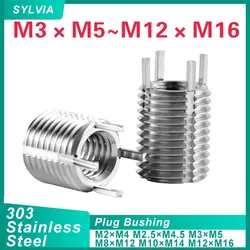M2x M4 ~ M20x M30 Thread Repair Insert Self-tapping Bushing with Plug Leg Screw Sleeve Nuts 303 Stainless Steel