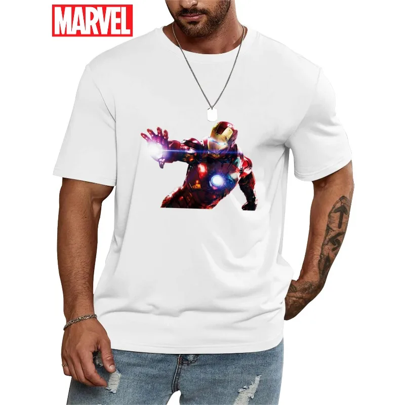 

Футболка с принтом Marvel Super Hero Iron Man, мужская и женская летняя новая американская свободная повседневная трендовая футболка с короткими рукавами