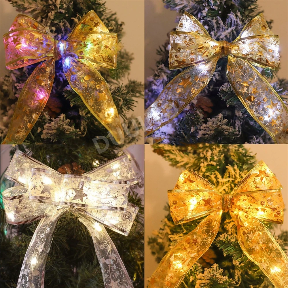 16FT 5M Christmas Ribbon Fairy Light Christmas Copper Wire Lamp DIY Bows String Light for New Year Wedding Party Decor Navidad