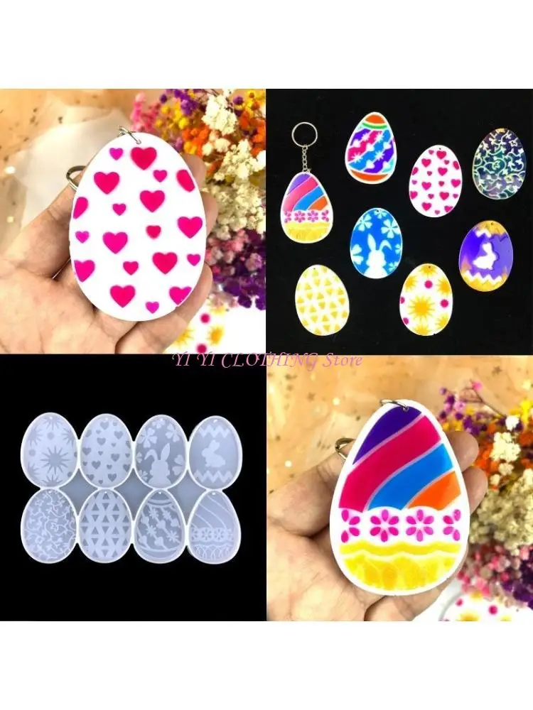 N5KF Easter Day Series Charms Resin Casting Mold Rabbit Keychain Decorative Mold