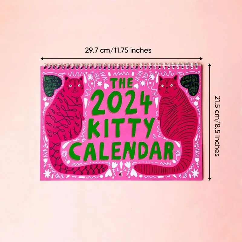 Calendario da parete per gatti 2024 calendario da parete quadrato astratto 2024 11X 8.5 pollici calendario per amante dei gatti pianificatore da 12 mesi per l'organizzazione
