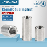 HOWSHENG 3~10pcs Round Coupling Nut Stainless Steel M2 M3 M4 M5 M6 Extend Long Lengthen Nuts Tubular Nut