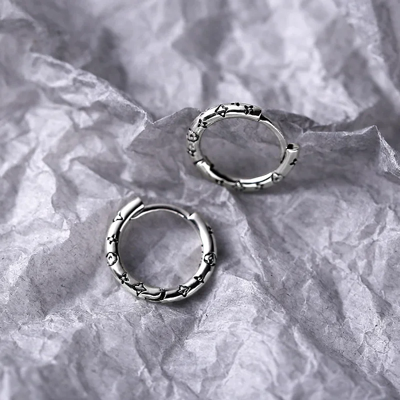 

925 Sterling Silver Geometric Round Earrings Simple Temperament Exquisite Sexy Jewelry Gift Hoop Earrings
