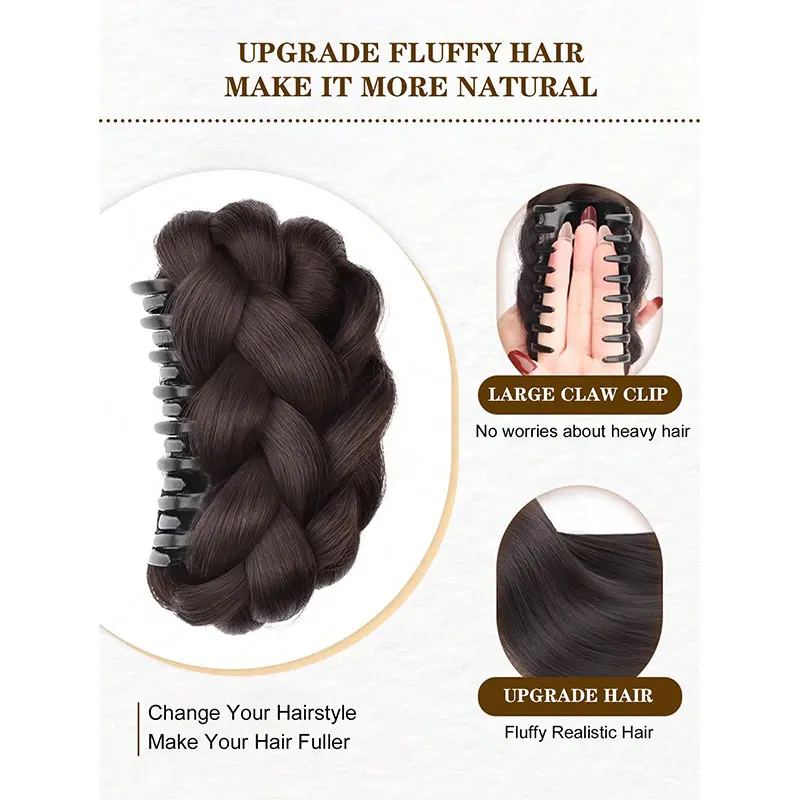 مشبك شعر صناعي بمخلب كعكة شعر مستعار منفوش طبيعي مشبك شعر أسود وبني على شكل كعكة رأس شعر مستعار تمديد للنساء
