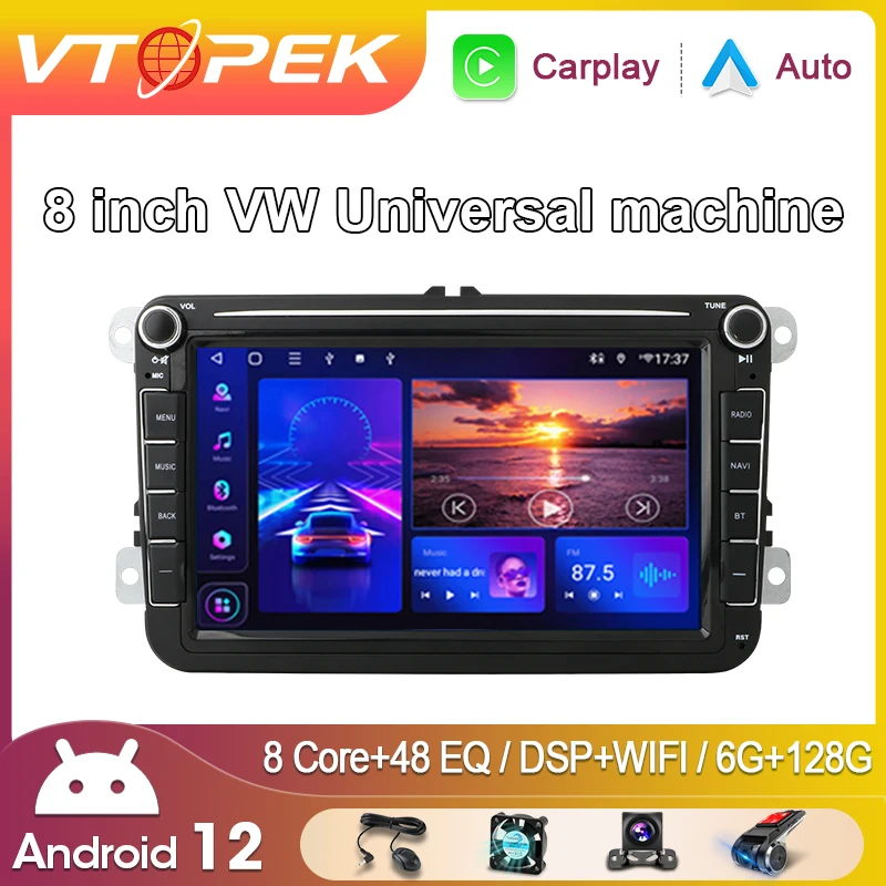 

Vtopek 2 din Android 11 Car Radio Multimidia Video Player Navigation GPS For Volkswagen VW Skoda Octavia Passat Tiguan GOLF POLO