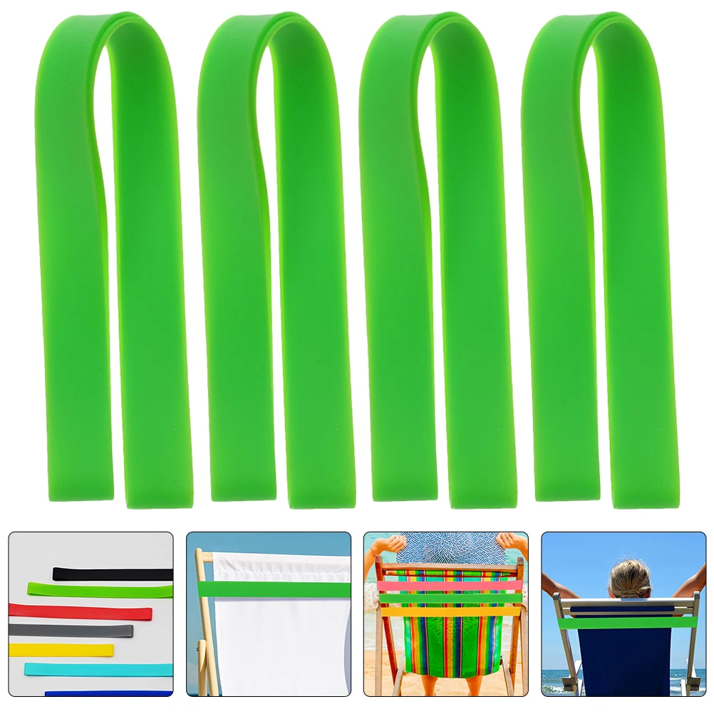 

4pcs Beach Chair Straps Silicone Towel Cruise Accessories Fixing Chairs Reusable Elastic Non Fading Suitable Shapes Sizes