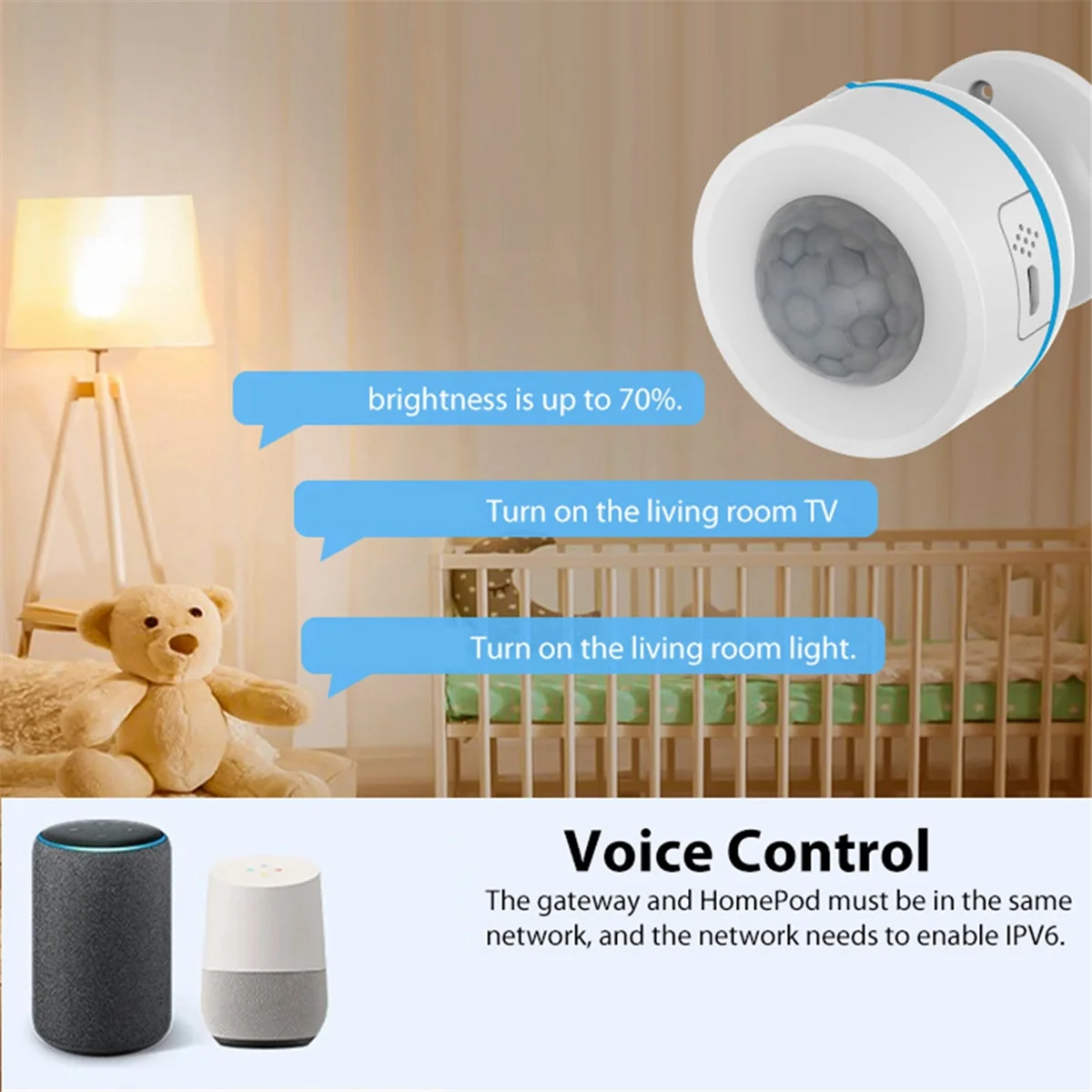 ABDX-Tuya Matter Thread PIR Motion Detector Wireless Human Body Infrared Detector Work with HomeKit Alexa