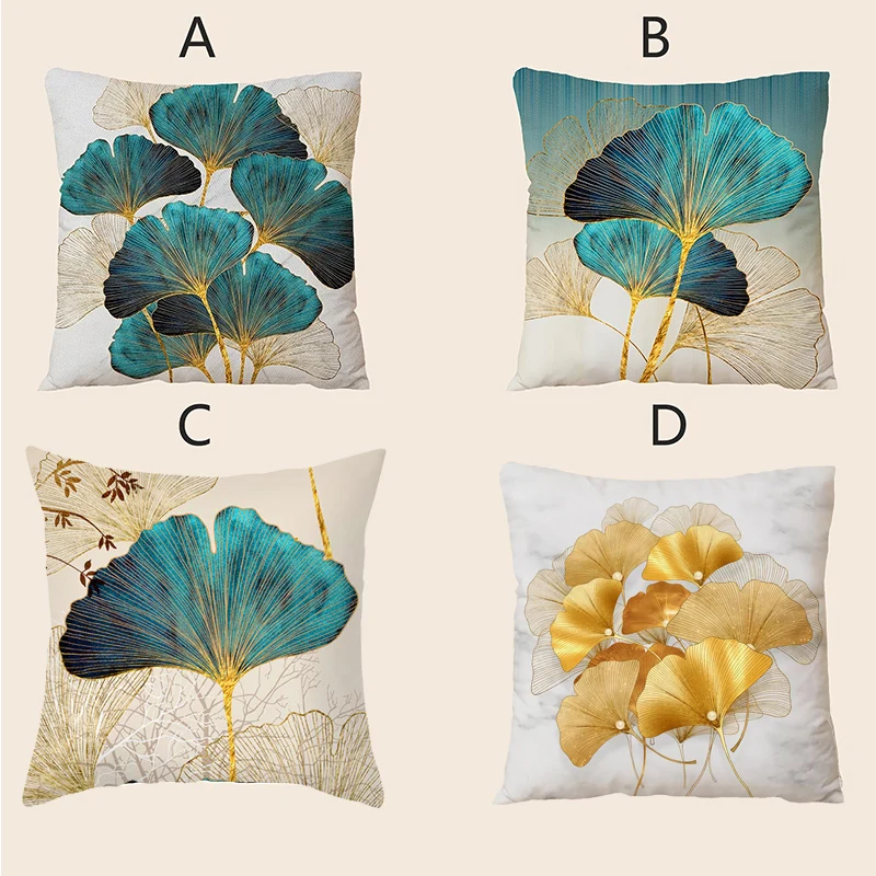 1 x bedruckter Kissenbezug mit Ginkgoblättern – weiches und gemütliches Plüschdesign für bequemen Schlaf