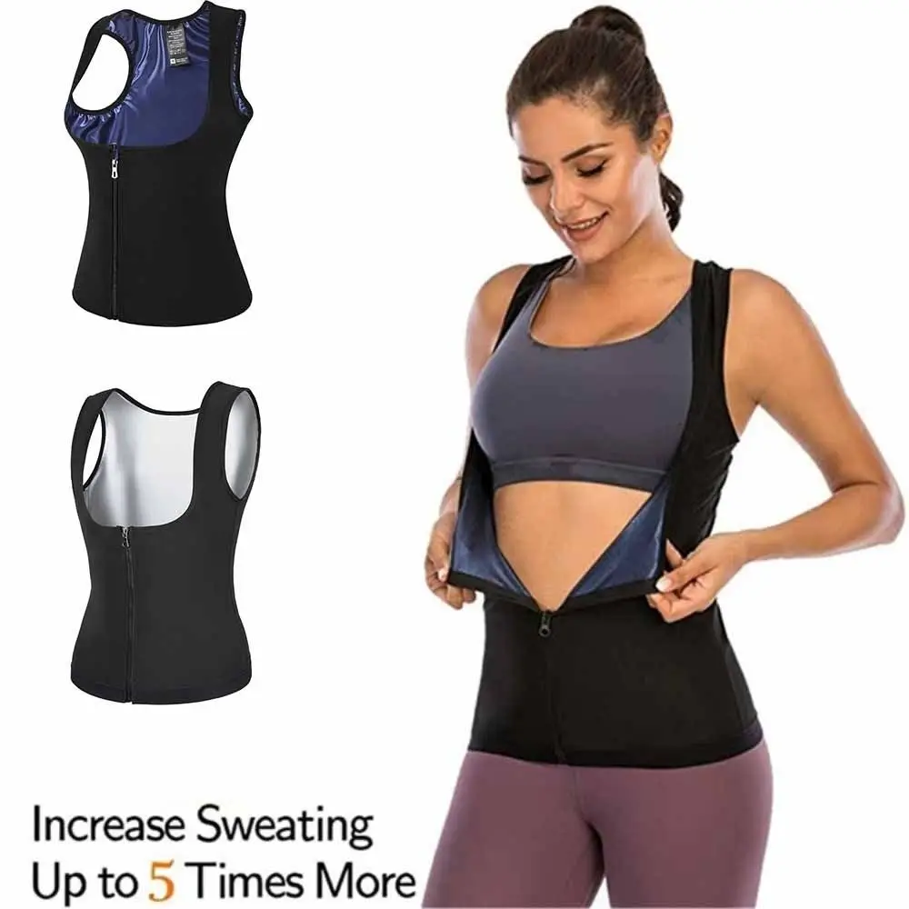 Zipper Design Sauna Suit Jumpsuit Cut Corset Construction Body Shaper Tank Top Style Sweat Technology Women Shapewear