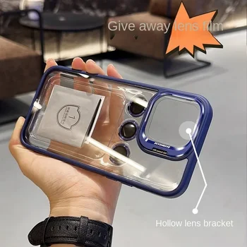 Apple iPhone 15 için uygun, 14 artı, 13, 12, 11, Pro Max telefon kılıfları, lens kapak braketi, yeni şeffaf high-end hissediyorum