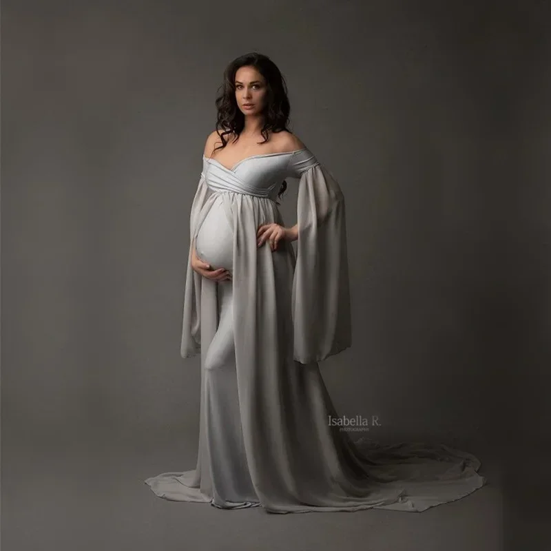 Robe Longue en Dentelle pour Femme Enceinte, Tenue Élégante pour Séance Photo