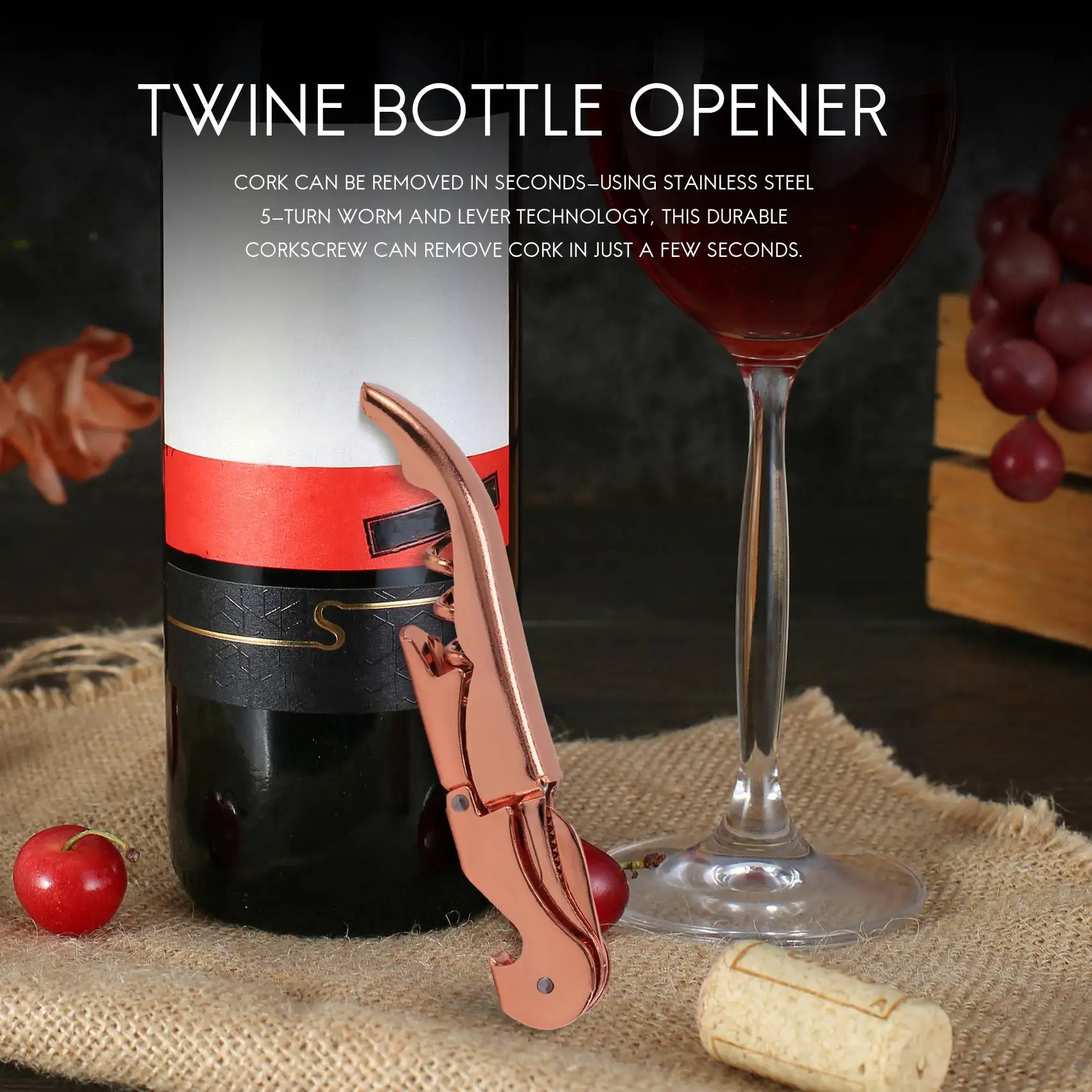 Rose Gold Corkscrew Metal Wine Corkscrew Wine Corkscrew Multifunction Red Wine Corkscrew