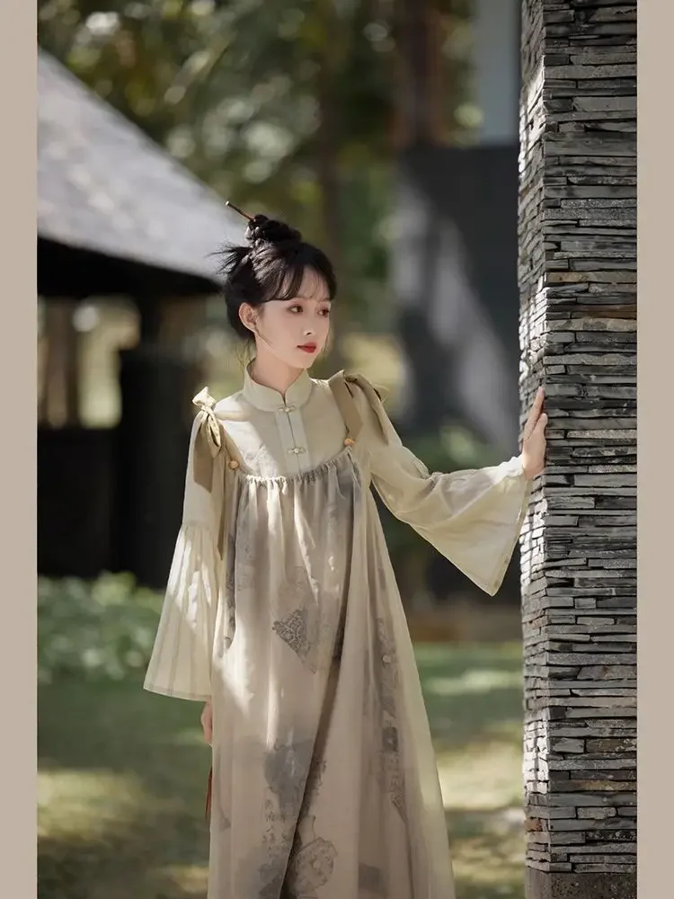 

Original Hanfu Dress Suit 2023 Summer New Spirit Immortal Chinese Style Improved Han Clothes Element Inner Strap Skirt Set