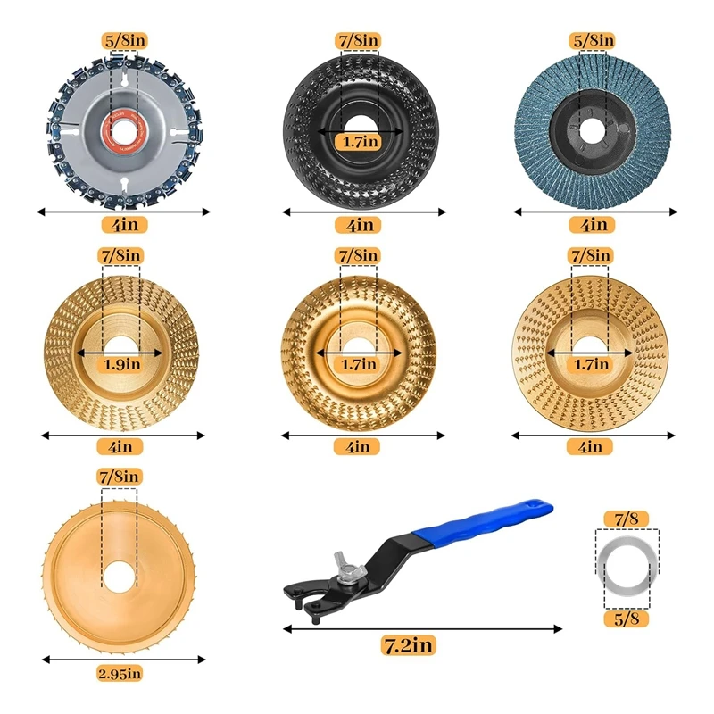11 шт. диск для резьбы по дереву, шлифовальный диск по дереву, металл для угловой шлифовальной машины 4 дюйма или 4 1/2 дюйма