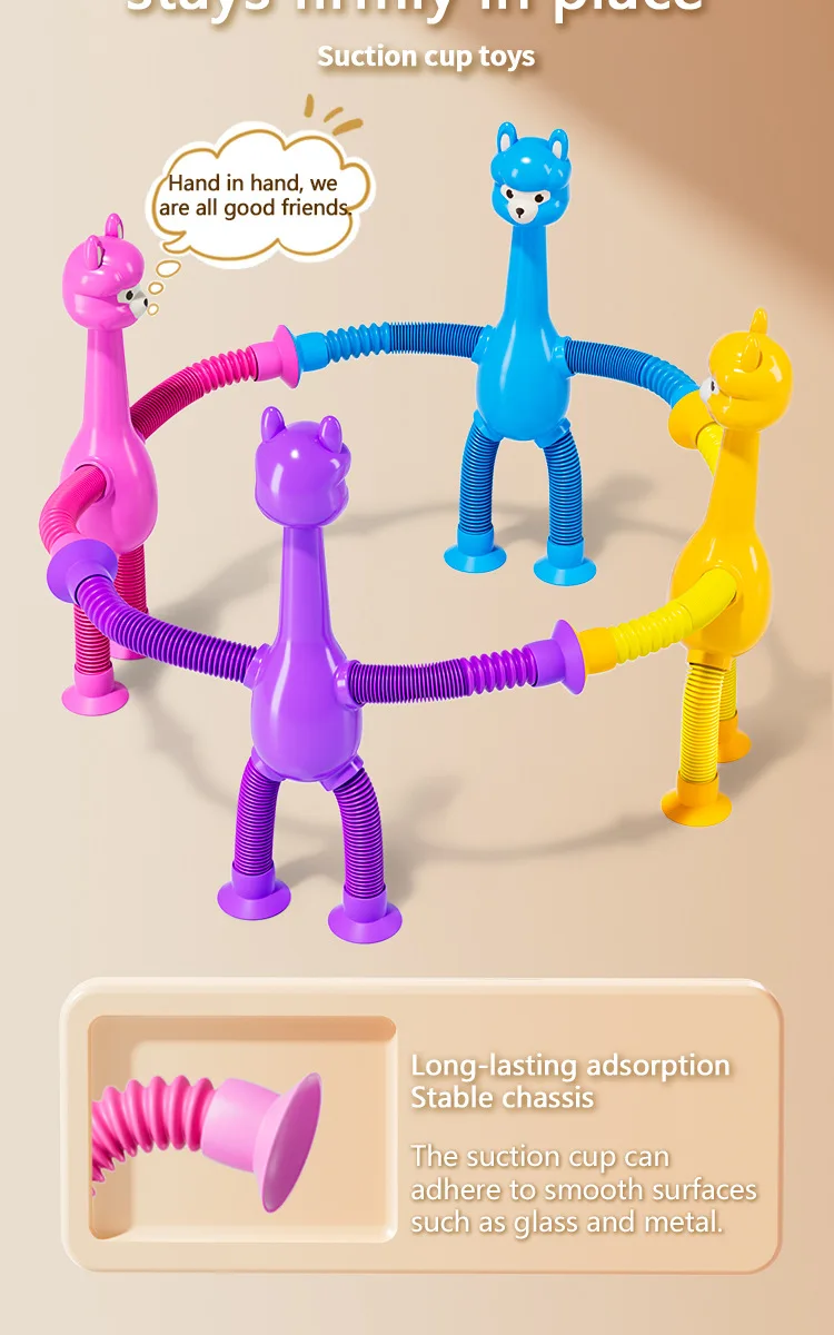 Teleskopischer Saugnapf-Alpaka-Stresskiller für Kinder, kleines Geschenk, Angstlinderungsspielzeug, Neuheitenspielzeug, Stressabbau-Spielzeug, Fidget-Spielzeug – Detail 4