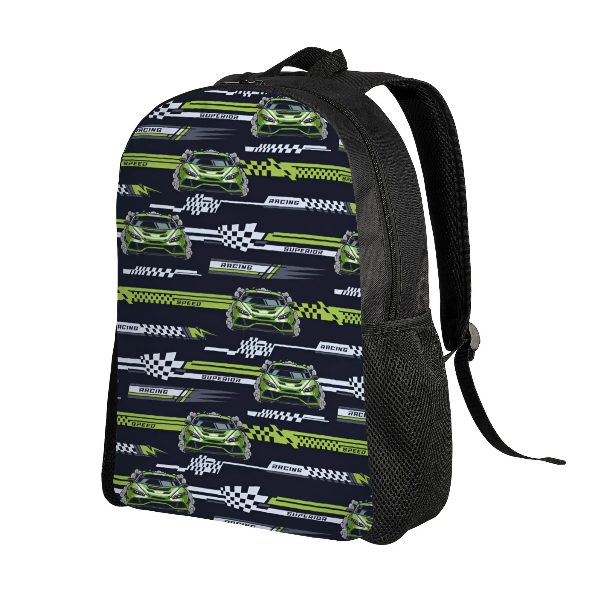Custom 3D Print Speed Racing Backpack for Girls Boys Vintage  College School Travel Bags Women Men Bookbag Fits 15 Inch Laptop