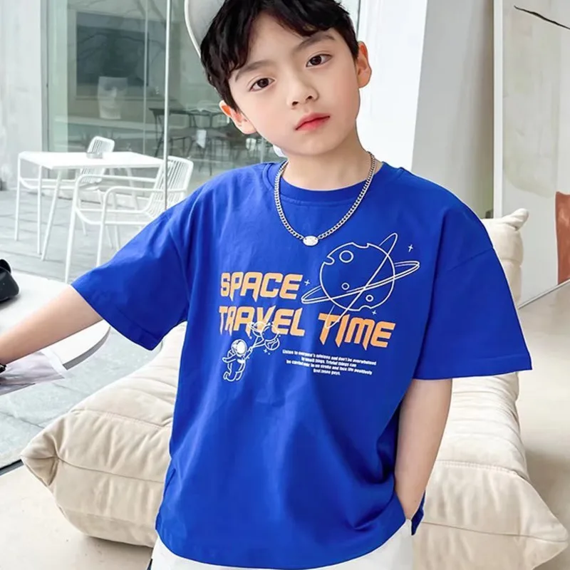 

Boys' Summer Short Sleeve T-shirt New Small And Medium Children's Round Neck Top Children's Casual Versatile Half Sleeve Fashion