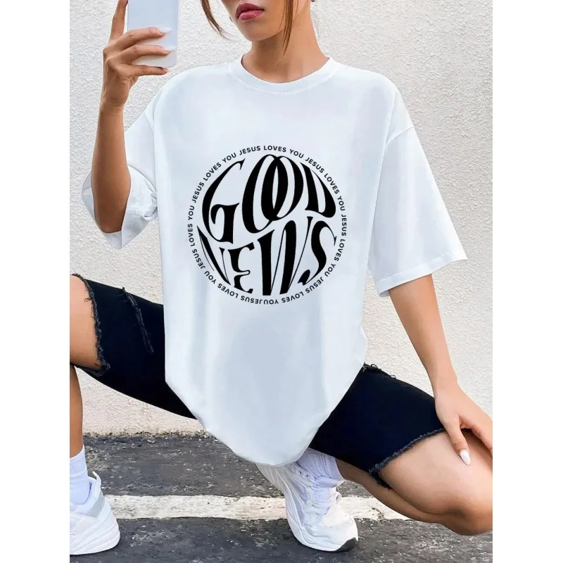 Crew-neck Monogram Print Short-sleeved T-shirt Blouse Aesthetic  Graphic T Shirts  Women Clothes  Vintage Clothes