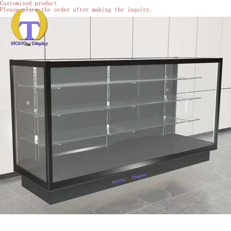 

Custom.Manufacture Raw Supplier Aluminum Smoke Shop Display Cabinet High End Tempering Glass Showcase Counter With Led Light