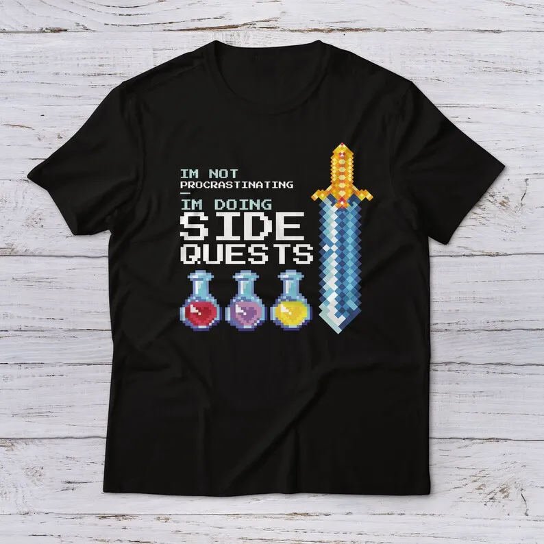 

I'm Not Procrastinating I'm Doing Side Quests Pixel Game Items T-Shirt Gaming Gaming Funny Gamer Gamergirl Gift Birthday