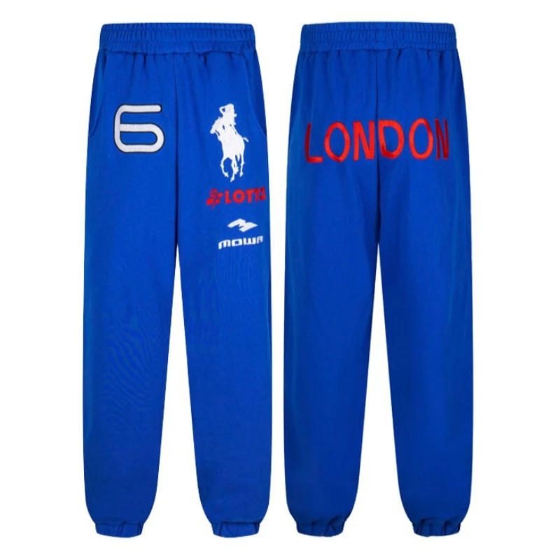الاتجاهات الأوروبية الأمريكية Mowalola Sweatpants الشارع الشهير العلامة التجارية عالية الجودة الكلاسيكية التطريز سراويل تقليدية الرجال النساء #1