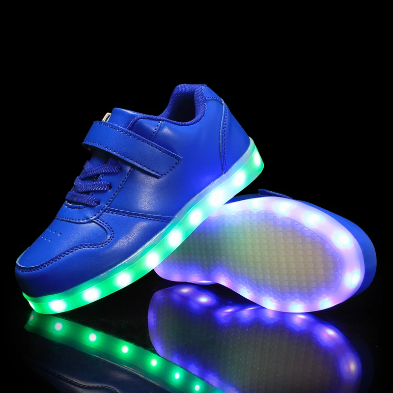 Children\'s Sports LED Light Shoes USB Rechargeable Luminous Casual Footwear Breathable Flat Kids Skate Shoes Luxury Sneakers