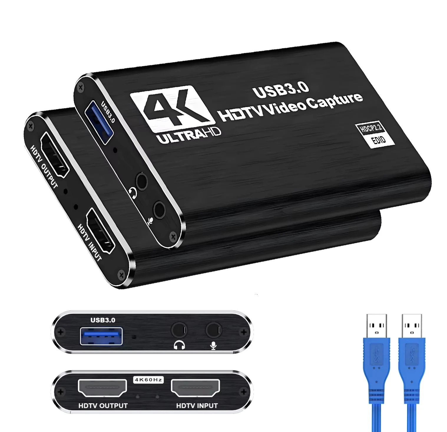 

USB 3.0 1080P 60 Гц Коробка для карт захвата видеоигр HDMI-совместимая 4K при 30 Гц Loop Out для потоковой передачи OBS PS4 ПК Прямая трансляция