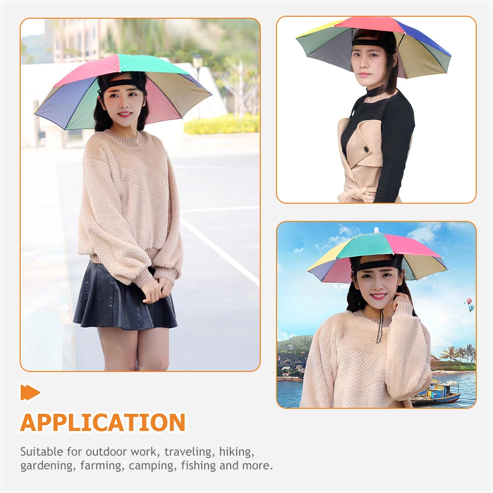 

Head Mounted Umbrella Hat Lightweight for Camping Travel Fishing Outdoor Work Gardening Parasol Cap Adult Kids H